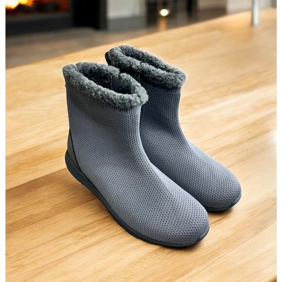 Spenco Shoes - Spenco Cozy Winter Boots Sz 8.5 D Gray Faux Fur Lined Side Zip Ortho Comfort New